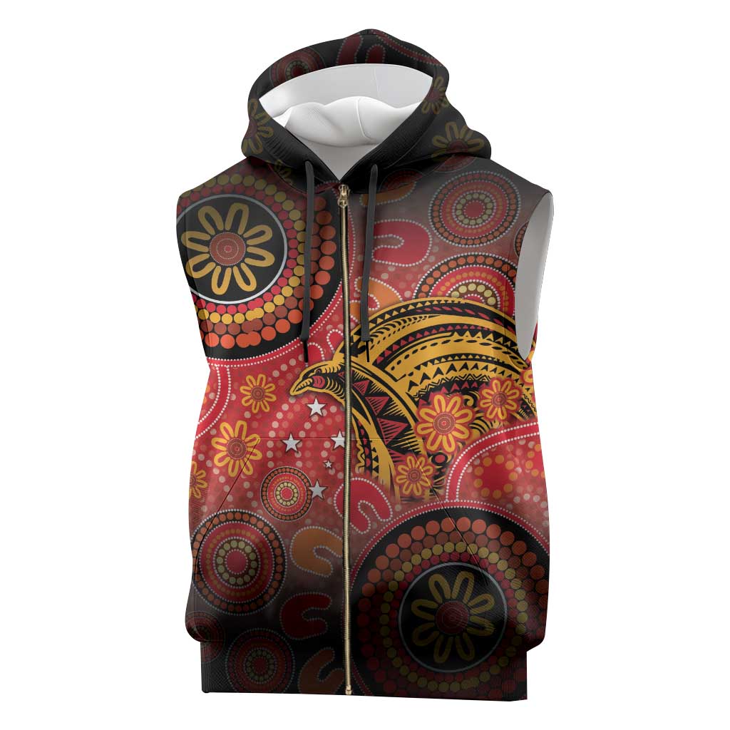Papua New Guinea Sleeveless Zip Hoodie Birds Of Paradise With Aboriginal Pattern - Polynesian Pride