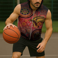 Papua New Guinea Sleeveless Zip Hoodie Birds Of Paradise With Aboriginal Pattern - Polynesian Pride