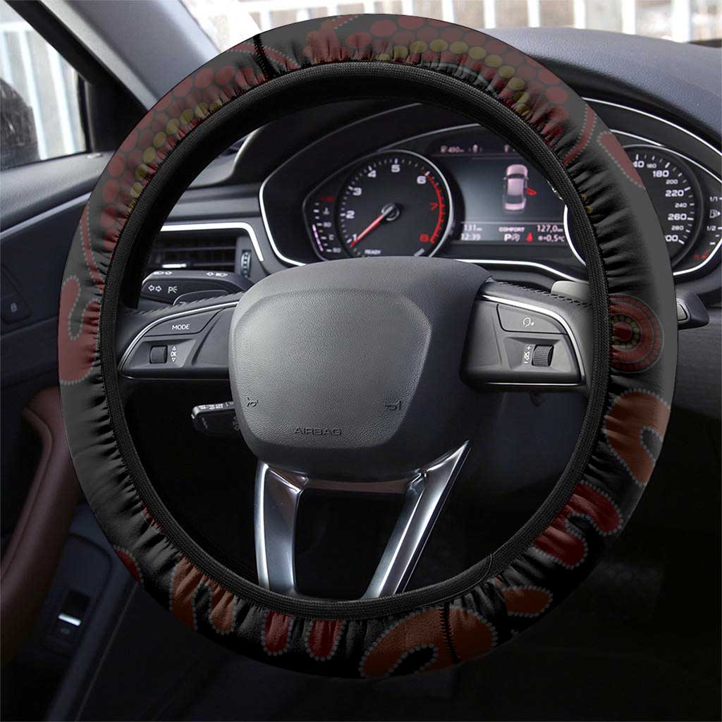 Papua New Guinea Steering Wheel Cover Birds Of Paradise With Aboriginal Pattern - Polynesian Pride