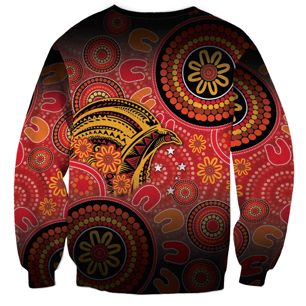Papua New Guinea Sweatshirt Birds Of Paradise With Aboriginal Pattern - Polynesian Pride