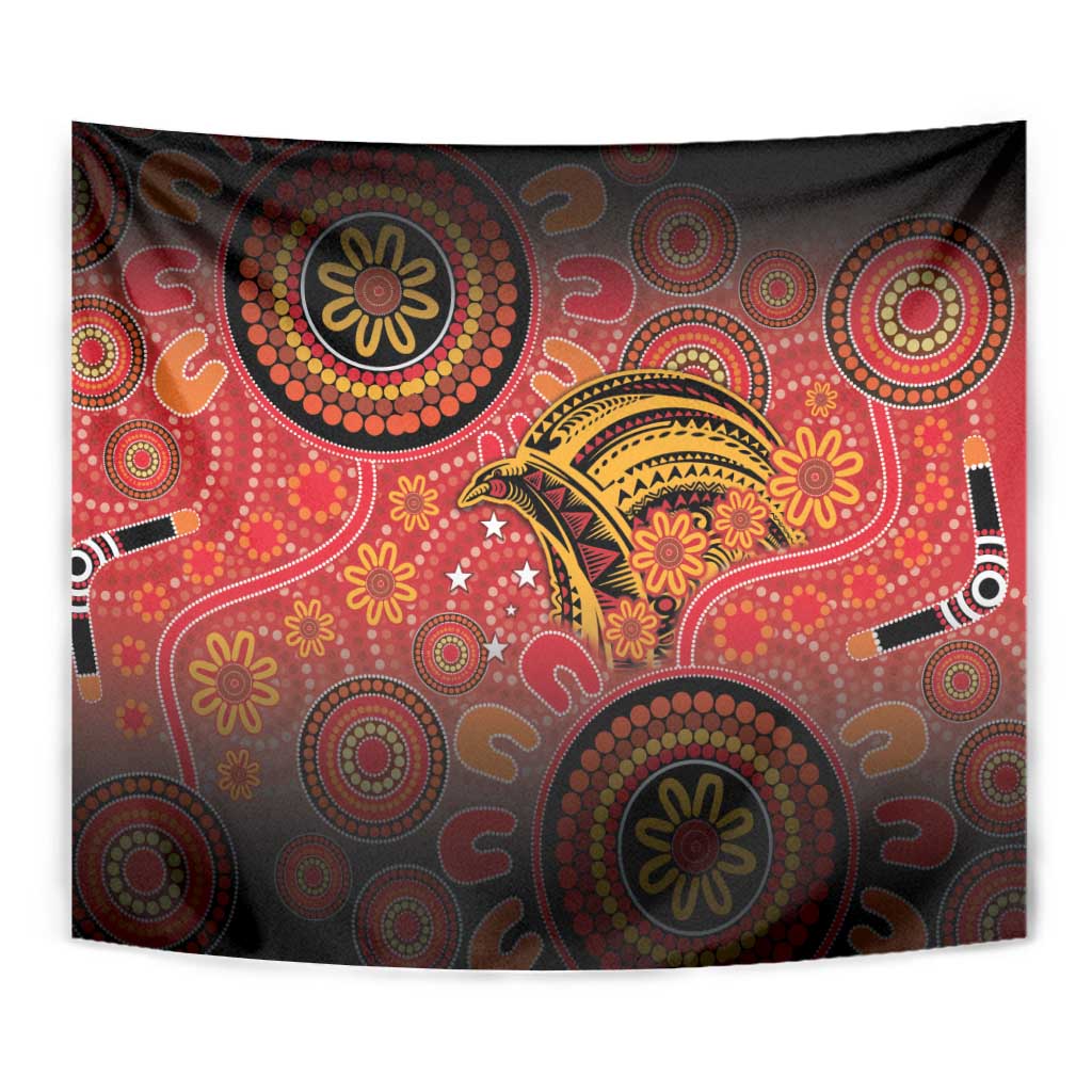 Papua New Guinea Tapestry Birds Of Paradise With Aboriginal Pattern - Polynesian Pride