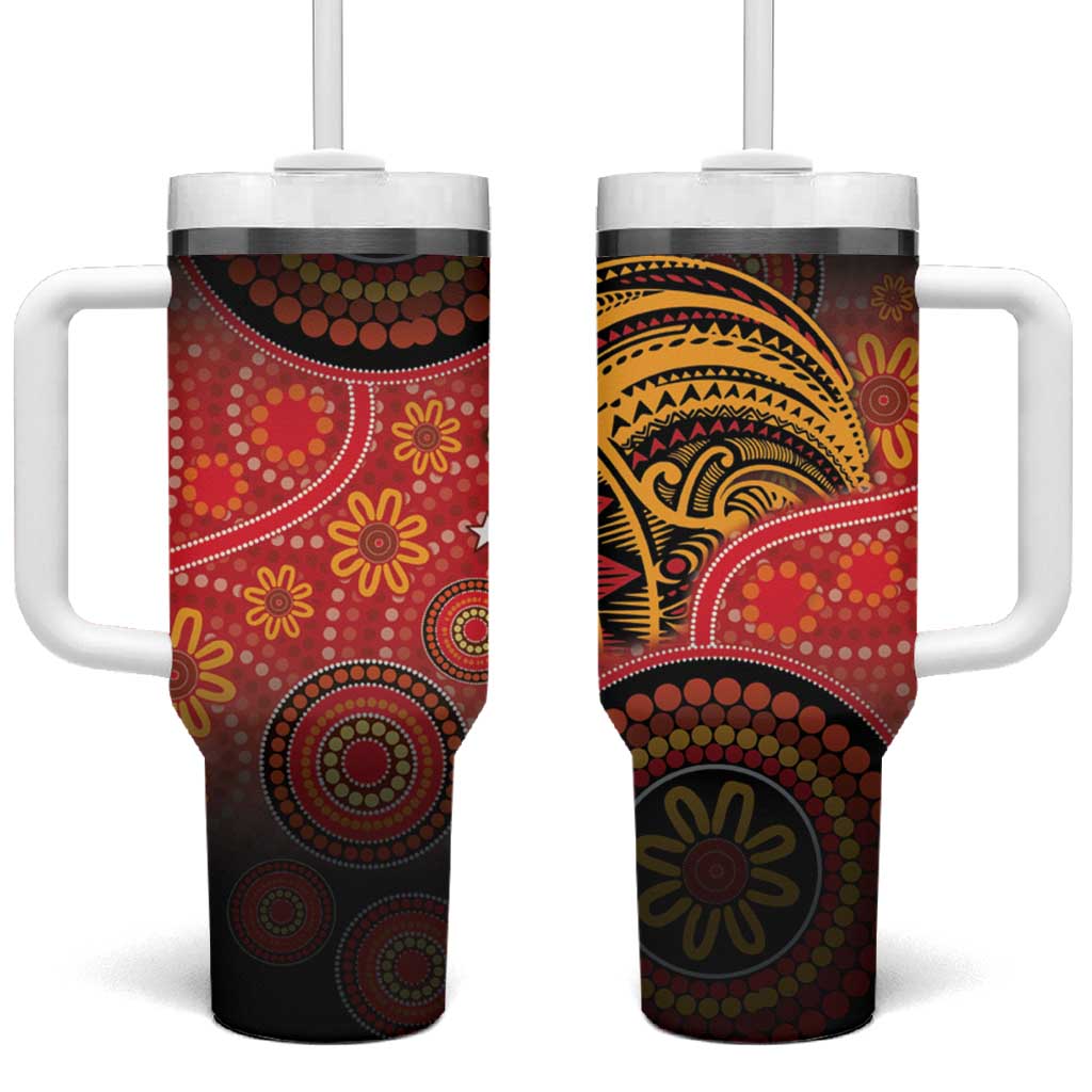 Papua New Guinea Tumbler With Handle Birds Of Paradise With Aboriginal Pattern - Polynesian Pride