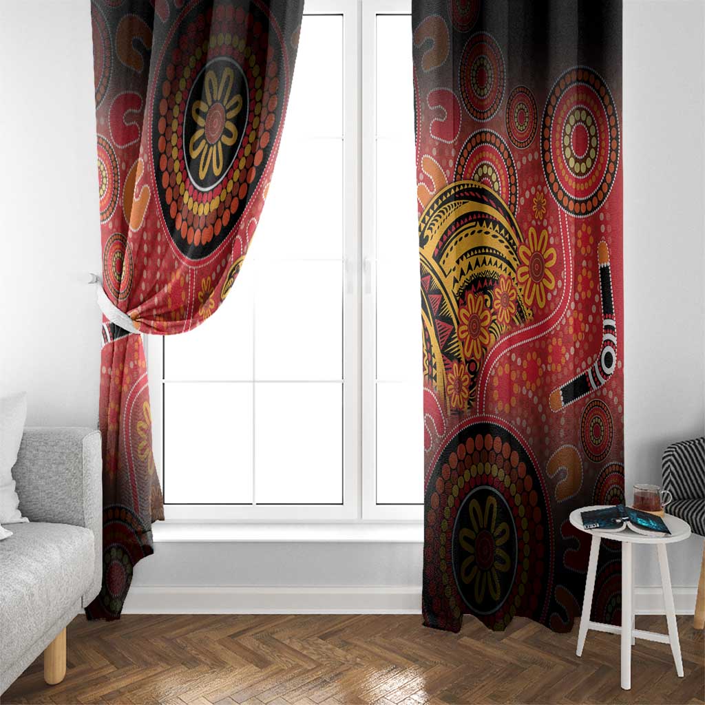 Papua New Guinea Window Curtain Birds Of Paradise With Aboriginal Pattern - Polynesian Pride