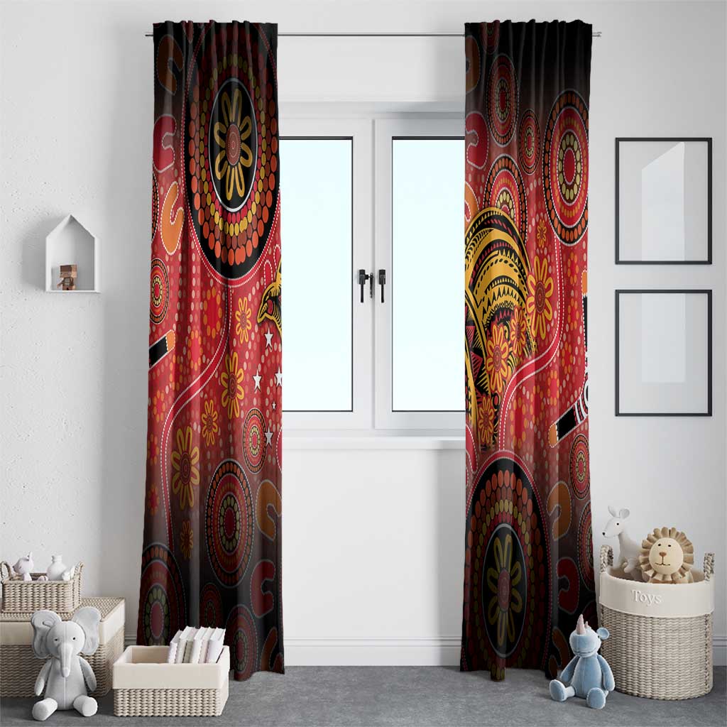 Papua New Guinea Window Curtain Birds Of Paradise With Aboriginal Pattern - Polynesian Pride
