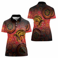 Papua New Guinea Women Polo Shirt Birds Of Paradise With Aboriginal Pattern - Polynesian Pride