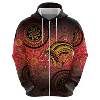Papua New Guinea Zip Hoodie Birds Of Paradise With Aboriginal Pattern - Polynesian Pride