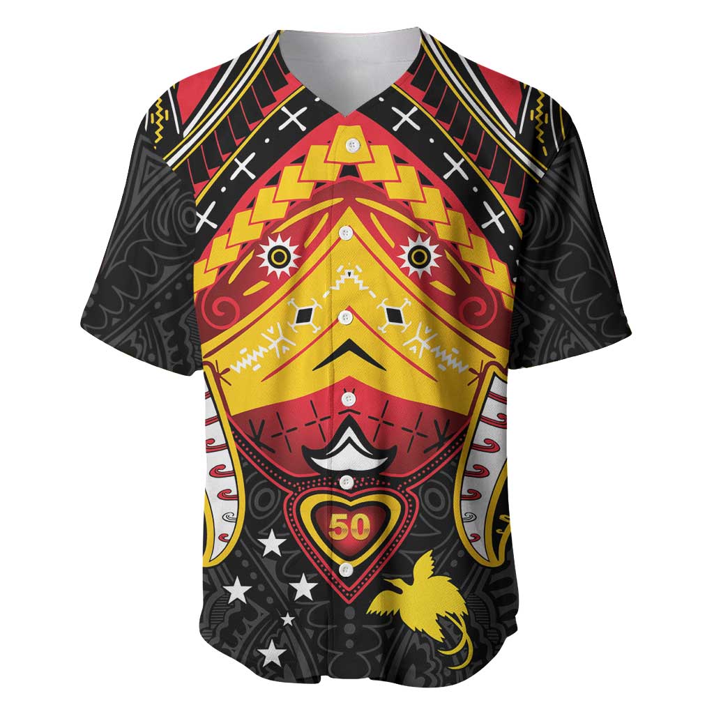 Papua New Guinea Independence Day Baseball Jersey Tribal Mask - Polynesian Pride