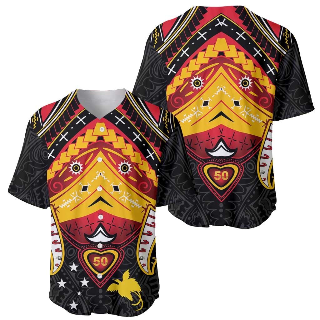 Papua New Guinea Independence Day Baseball Jersey Tribal Mask - Polynesian Pride