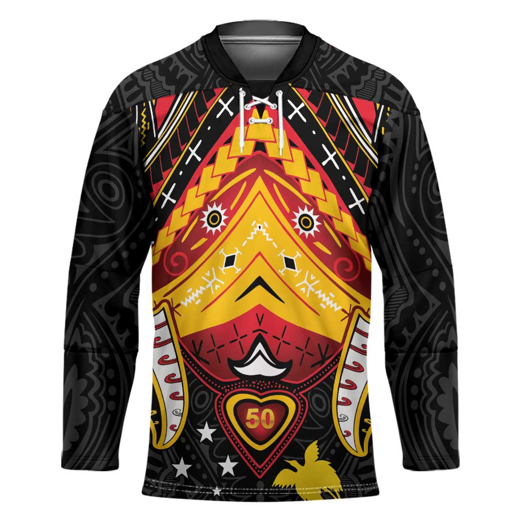 Papua New Guinea Independence Day Hockey Jersey Tribal Mask - Polynesian Pride