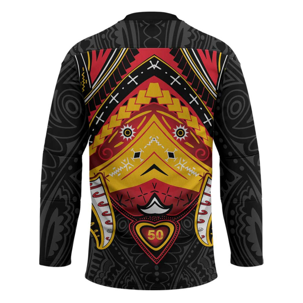 Papua New Guinea Independence Day Hockey Jersey Tribal Mask - Polynesian Pride