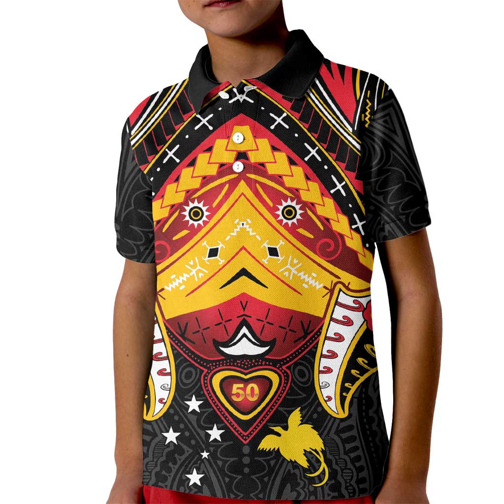 Papua New Guinea Independence Day Kid Polo Shirt Tribal Mask - Polynesian Pride