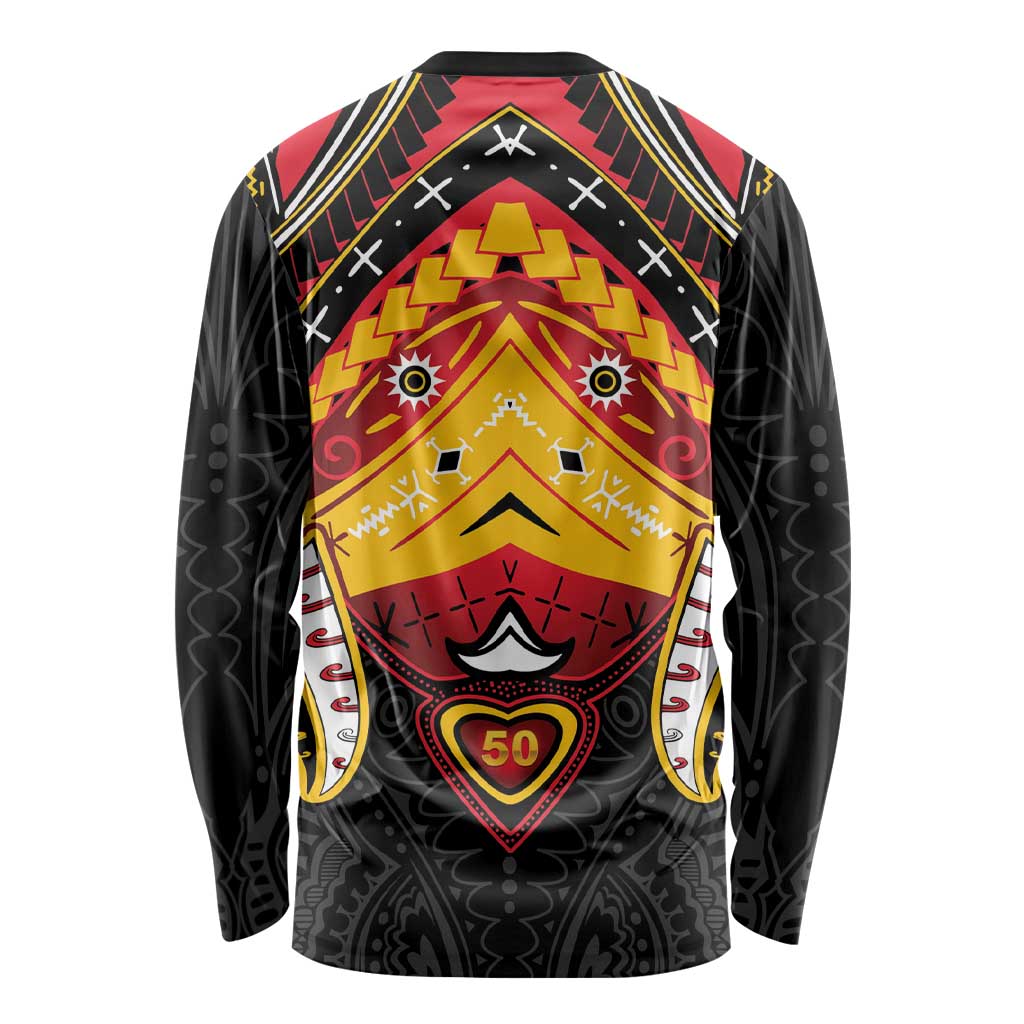 Papua New Guinea Independence Day Long Sleeve Shirt Tribal Mask - Polynesian Pride