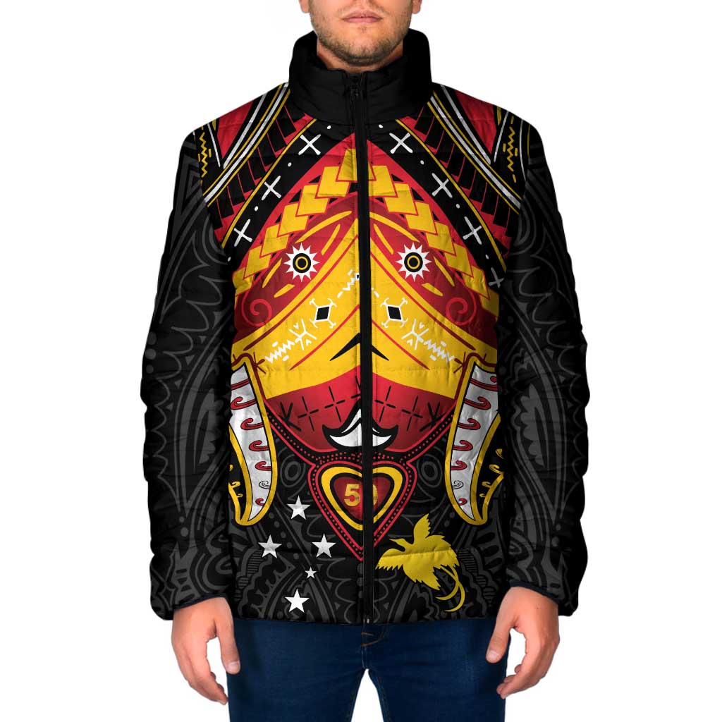 Papua New Guinea Independence Day Padded Jacket Tribal Mask - Polynesian Pride