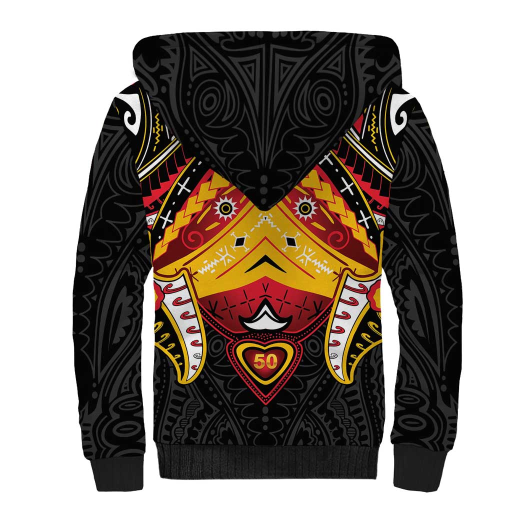 Papua New Guinea Independence Day Sherpa Hoodie Tribal Mask - Polynesian Pride