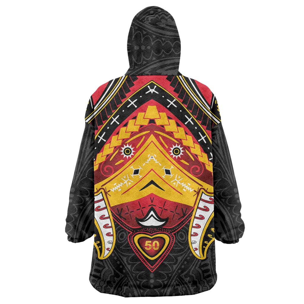 Papua New Guinea Independence Day Wearable Blanket Hoodie Tribal Mask - Polynesian Pride