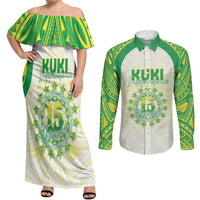 Kuki Independence 2026 Couples Matching Off Shoulder Maxi Dress and Long Sleeve Button Shirt Cook Islands 15 Finest White Version LT05 White - Polynesian Pride