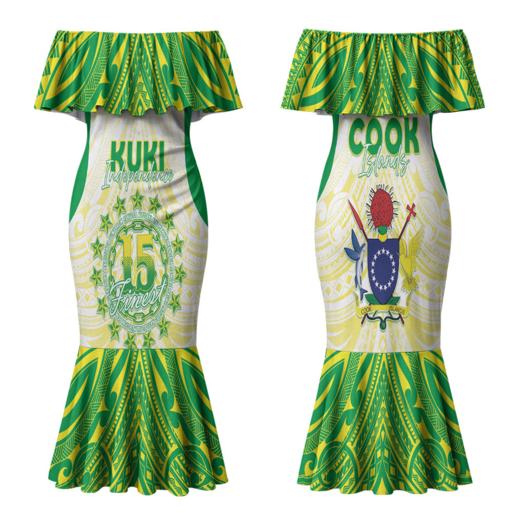 Kuki Independence 2026 Family Matching Mermaid Dress and Hawaiian Shirt Cook Islands 15 Finest White Version LT05 Mom's Dress White - Polynesian Pride