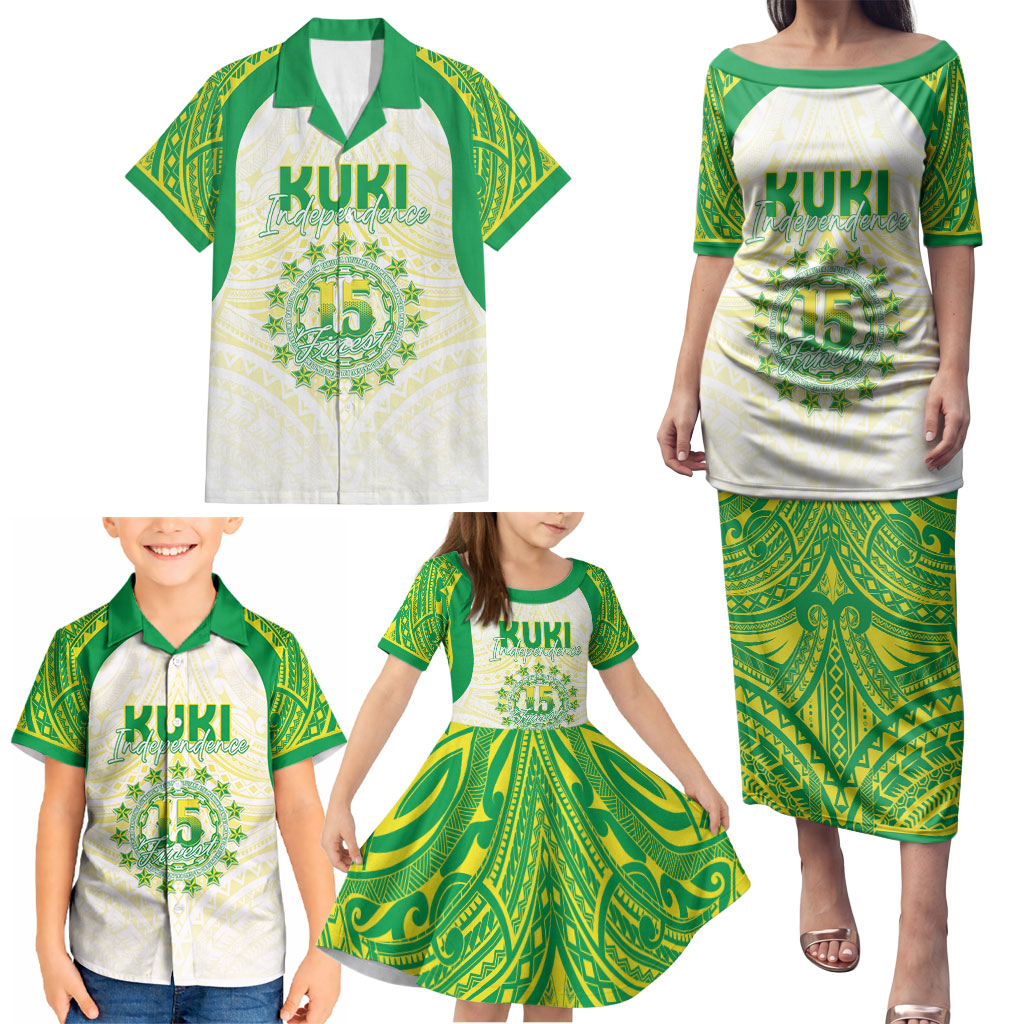 Kuki Independence 2026 Family Matching Puletasi and Hawaiian Shirt Cook Islands 15 Finest White Version LT05 - Polynesian Pride