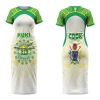 Kuki Independence 2026 Family Matching Short Sleeve Bodycon Dress and Hawaiian Shirt Cook Islands 15 Finest White Version LT05 Mom's Dress White - Polynesian Pride
