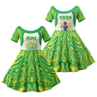 Kuki Independence 2026 Family Matching Short Sleeve Bodycon Dress and Hawaiian Shirt Cook Islands 15 Finest White Version LT05 Daughter's Dress White - Polynesian Pride