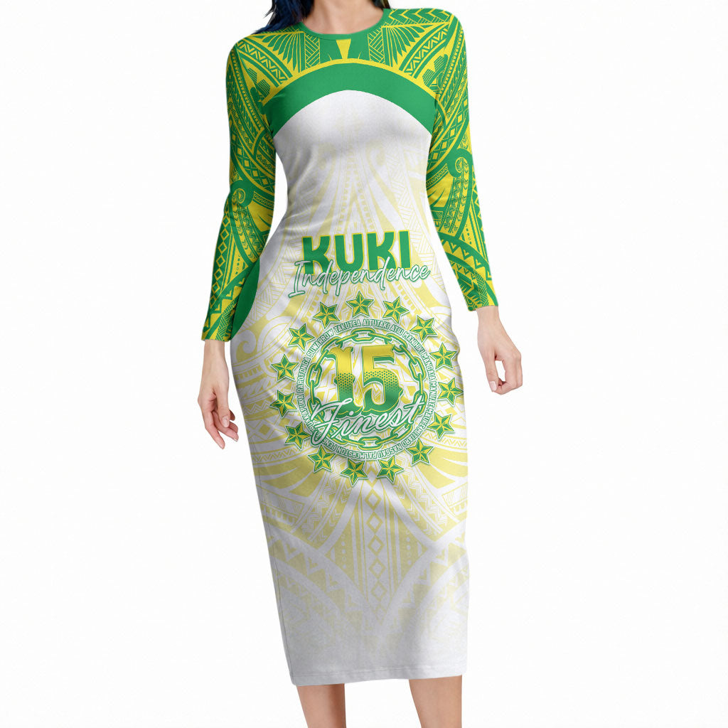 Kuki Independence 2026 Long Sleeve Bodycon Dress Cook Islands 15 Finest White Version