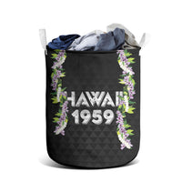 Hawaii Statehood Day Laundry Basket Kakau Pattern With Maile Pikake Honohono Lei