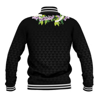 Hawaii Statehood Day Baseball Jacket Kakau Pattern With Maile Pikake Honohono Lei