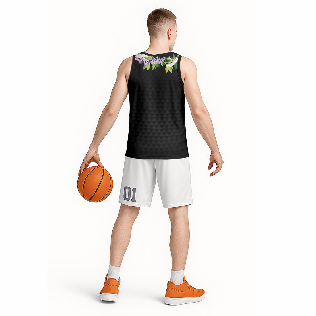 Hawaii Statehood Day Basketball Jersey Kakau Pattern With Maile Pikake Honohono Lei LT05 - Polynesian Pride