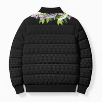 Hawaii Statehood Day Bomber Puffer Jacket Kakau Pattern With Maile Pikake Honohono Lei