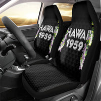 Hawaii Statehood Day Car Seat Cover Kakau Pattern With Maile Pikake Honohono Lei