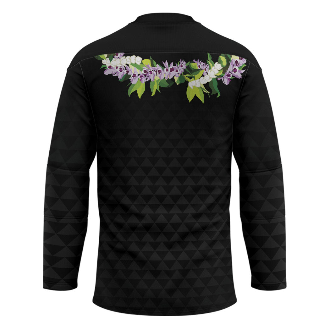 Hawaii Statehood Day Hockey Jersey Kakau Pattern With Maile Pikake Honohono Lei LT05 - Polynesian Pride