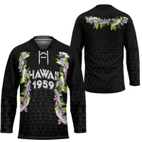 Hawaii Statehood Day Hockey Jersey Kakau Pattern With Maile Pikake Honohono Lei LT05 - Polynesian Pride