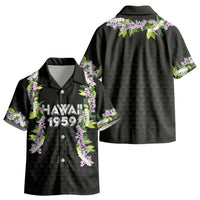 Hawaii Statehood Day Kid Hawaiian Shirt Kakau Pattern With Maile Pikake Honohono Lei