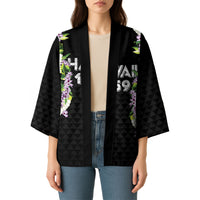 Hawaii Statehood Day Kimono Kakau Pattern With Maile Pikake Honohono Lei