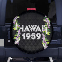Hawaii Statehood Day Spare Tire Cover Kakau Pattern With Maile Pikake Honohono Lei