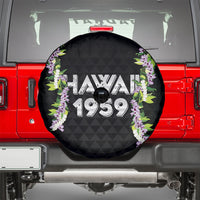 Hawaii Statehood Day Spare Tire Cover Kakau Pattern With Maile Pikake Honohono Lei