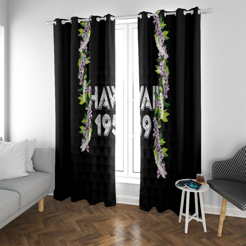 Hawaii Statehood Day Window Curtain Kakau Pattern With Maile Pikake Honohono Lei