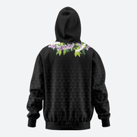 Hawaii Statehood Day Zip Hoodie Kakau Pattern With Maile Pikake Honohono Lei LT05 - Polynesian Pride