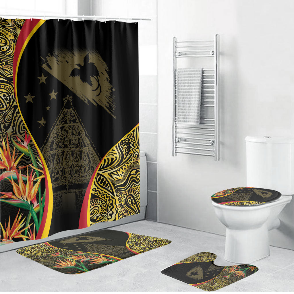 Papua New Guinea Hapi De Bilong Indipendens Bathroom Set Special Style LT05 Bathroom Set (4 pcs) Black - Polynesian Pride