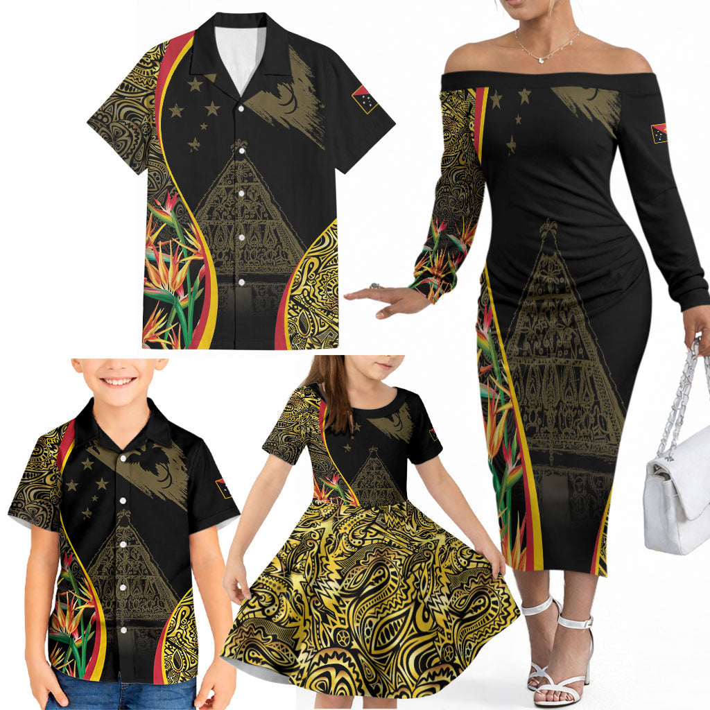 Papua New Guinea Hapi De Bilong Indipendens Family Matching Off The Shoulder Long Sleeve Dress and Hawaiian Shirt Special Style LT05 - Polynesian Pride