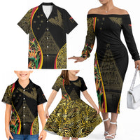 Papua New Guinea Hapi De Bilong Indipendens Family Matching Off The Shoulder Long Sleeve Dress and Hawaiian Shirt Special Style LT05 - Polynesian Pride