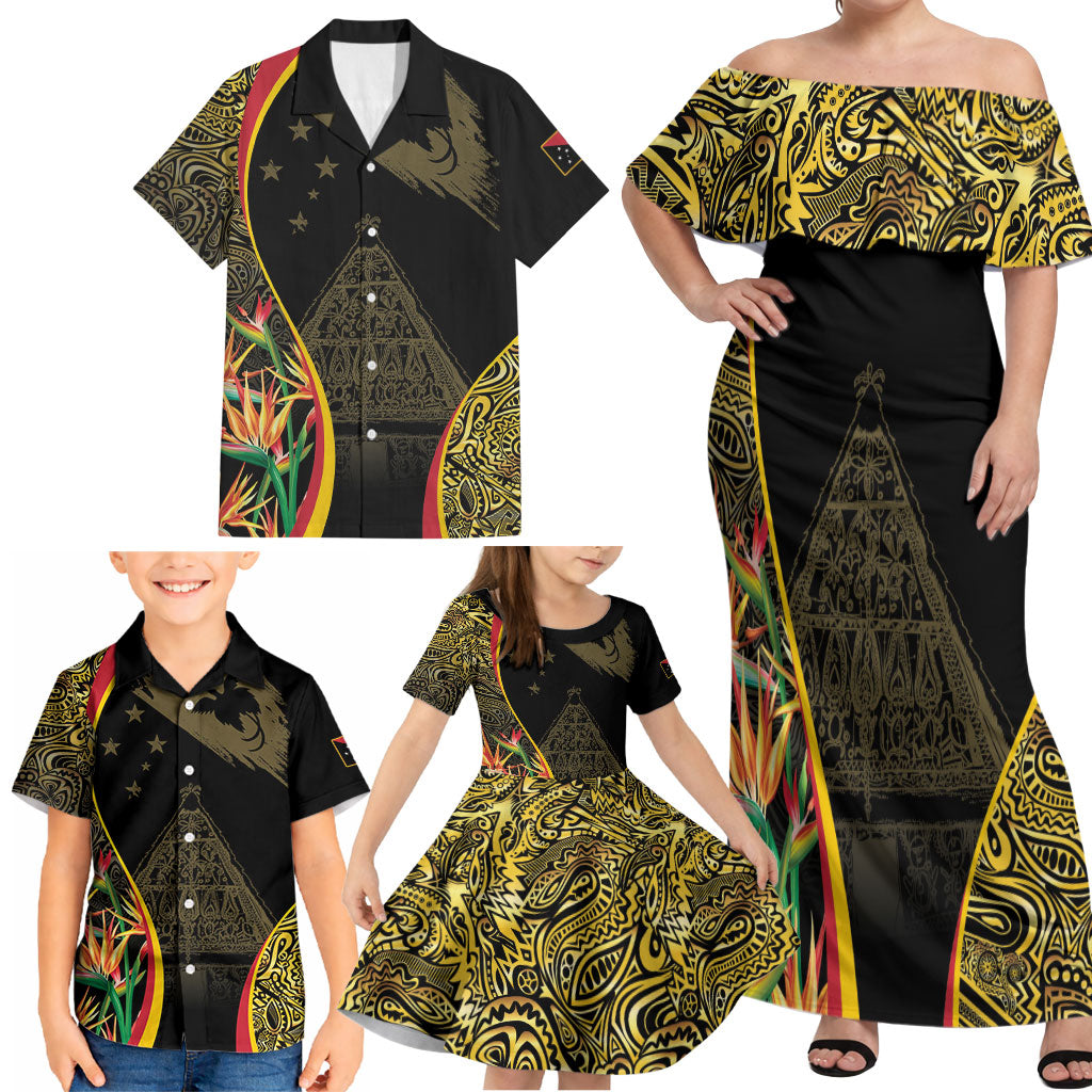 Papua New Guinea Hapi De Bilong Indipendens Family Matching Off Shoulder Maxi Dress and Hawaiian Shirt Special Style LT05 - Polynesian Pride