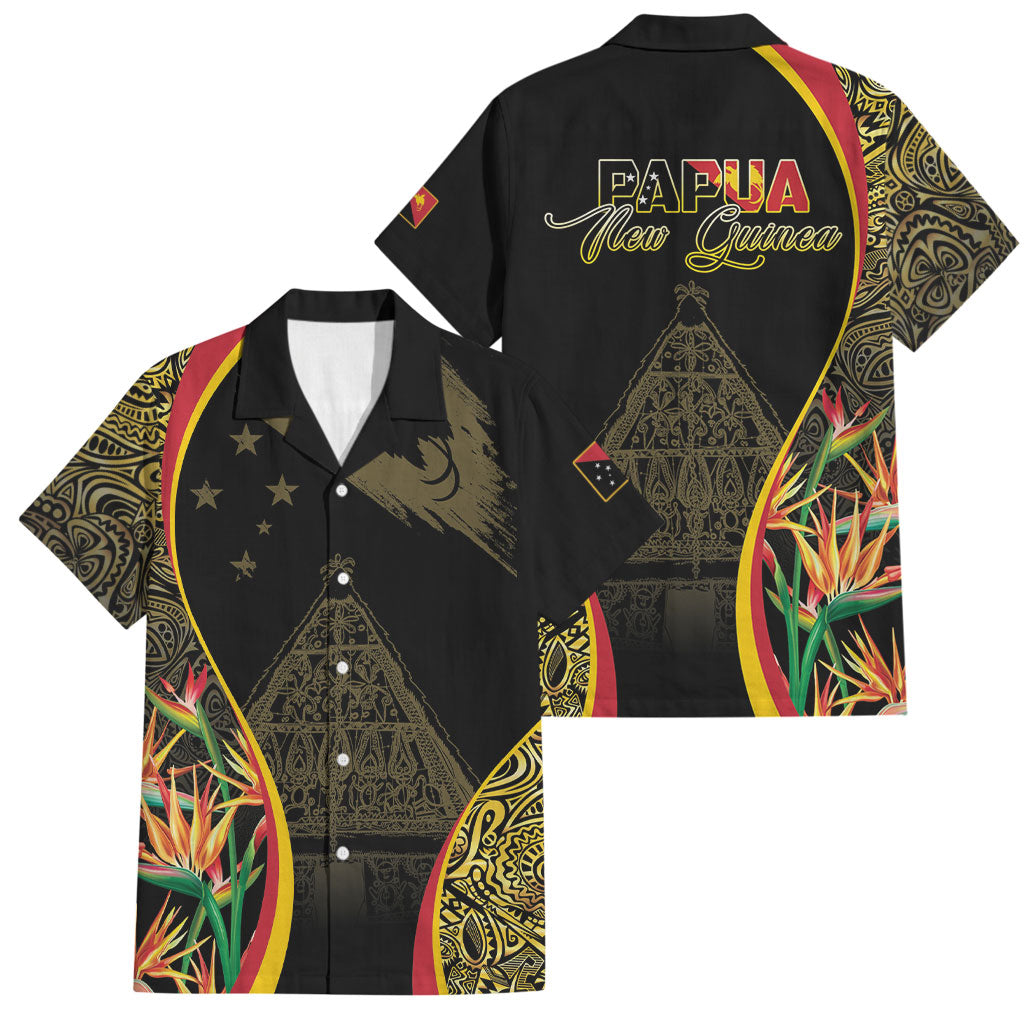 Papua New Guinea Hapi De Bilong Indipendens Family Matching Off Shoulder Maxi Dress and Hawaiian Shirt Special Style LT05 Dad's Shirt - Short Sleeve Black - Polynesian Pride