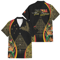 Papua New Guinea Hapi De Bilong Indipendens Family Matching Off Shoulder Short Dress and Hawaiian Shirt Special Style LT05 Dad's Shirt - Short Sleeve Black - Polynesian Pride