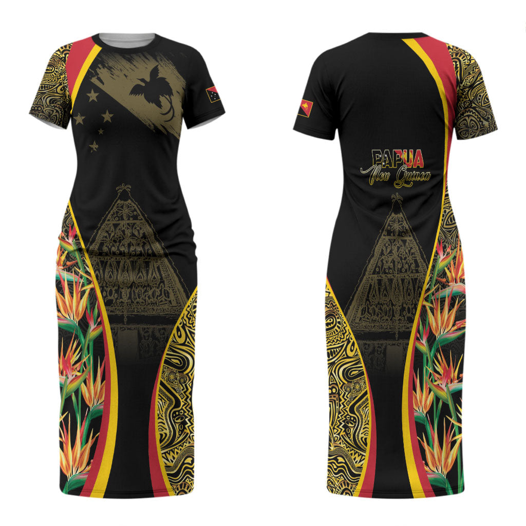 Papua New Guinea Hapi De Bilong Indipendens Family Matching Short Sleeve Bodycon Dress and Hawaiian Shirt Special Style LT05 Mom's Dress Black - Polynesian Pride