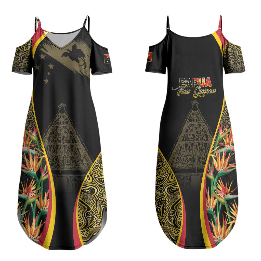 Papua New Guinea Hapi De Bilong Indipendens Family Matching Summer Maxi Dress and Hawaiian Shirt Special Style LT05 Mom's Dress Black - Polynesian Pride