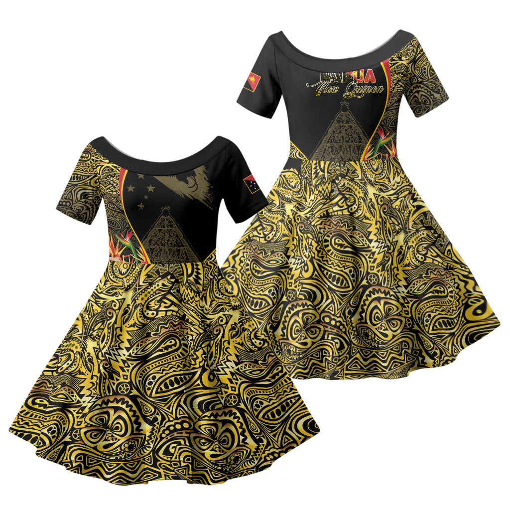Papua New Guinea Hapi De Bilong Indipendens Family Matching Summer Maxi Dress and Hawaiian Shirt Special Style LT05 Daughter's Dress Black - Polynesian Pride
