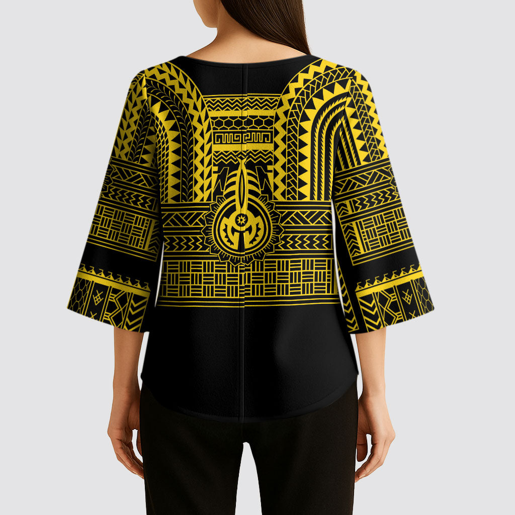 Philippines Filipinos Kimono Sleeve Blouse Igorot Tribal Pattern Black