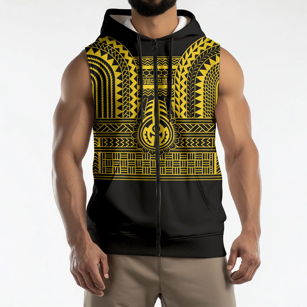 Philippines Filipinos Sleeveless Zip Hoodie Igorot Tribal Pattern Black