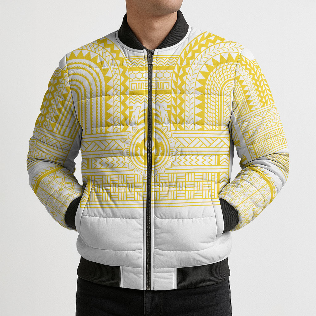 Philippines Filipinos Bomber Puffer Jacket Igorot Tribal Pattern White